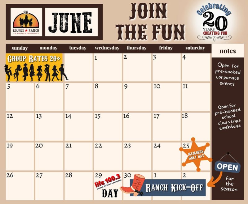 Rounds Ranch Calendar JUne - Rounds Ranch