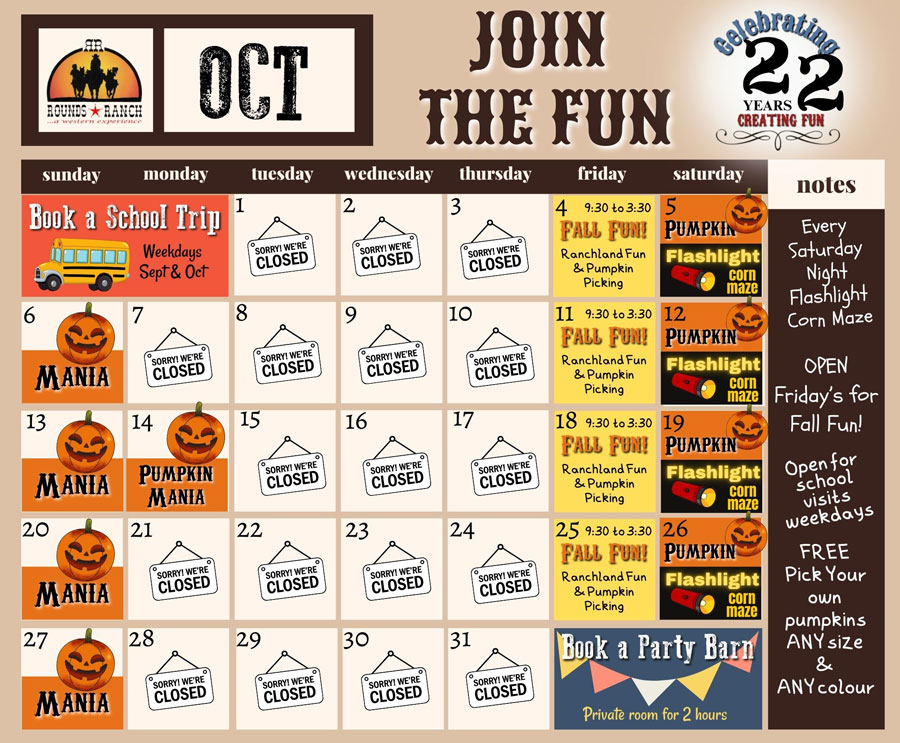 Rounds Ranch Calendar October