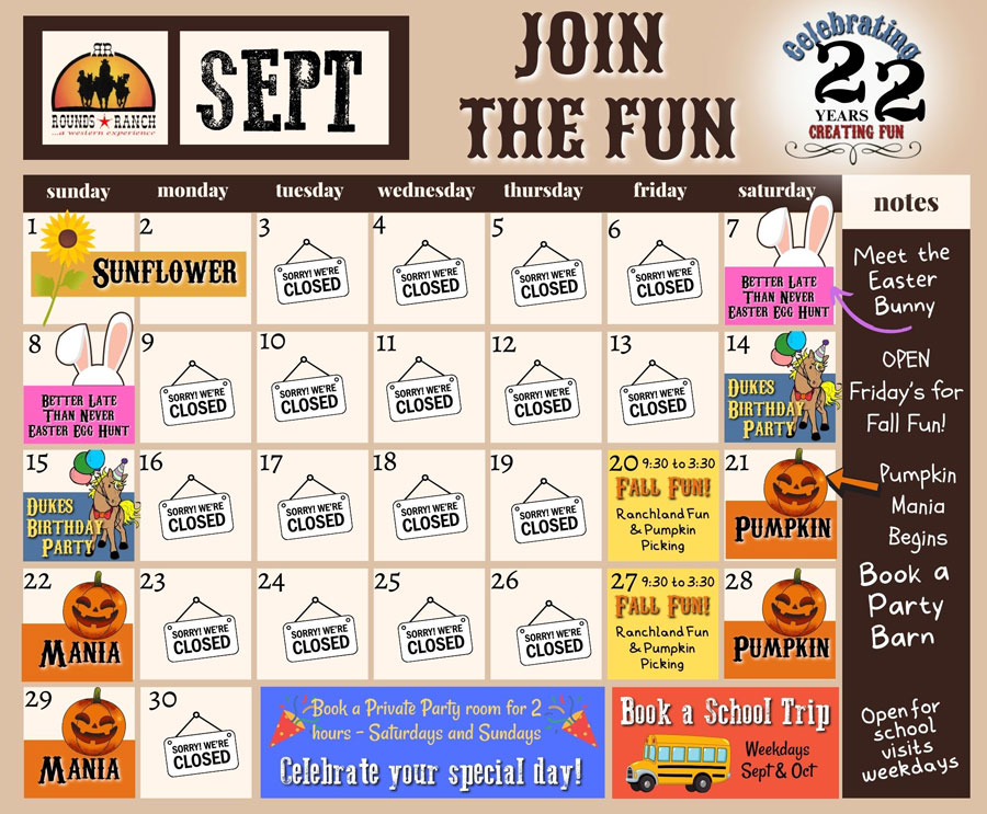 Rounds Ranch Calendar September