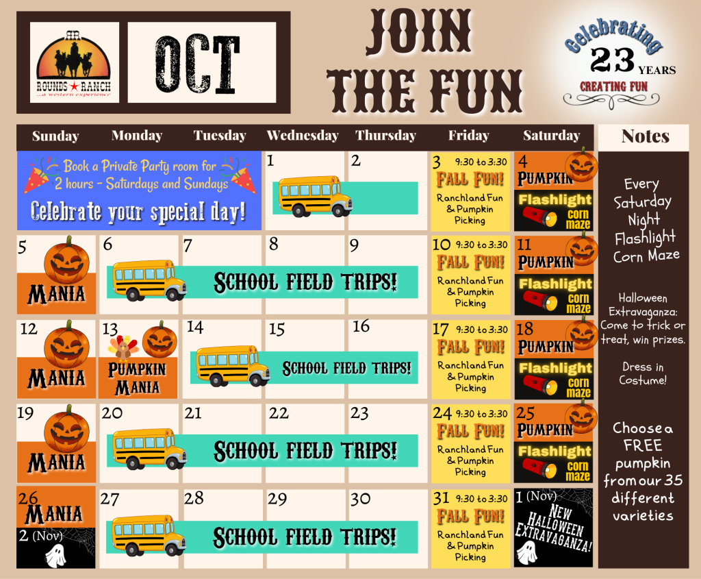 Rounds Ranch Calendar October