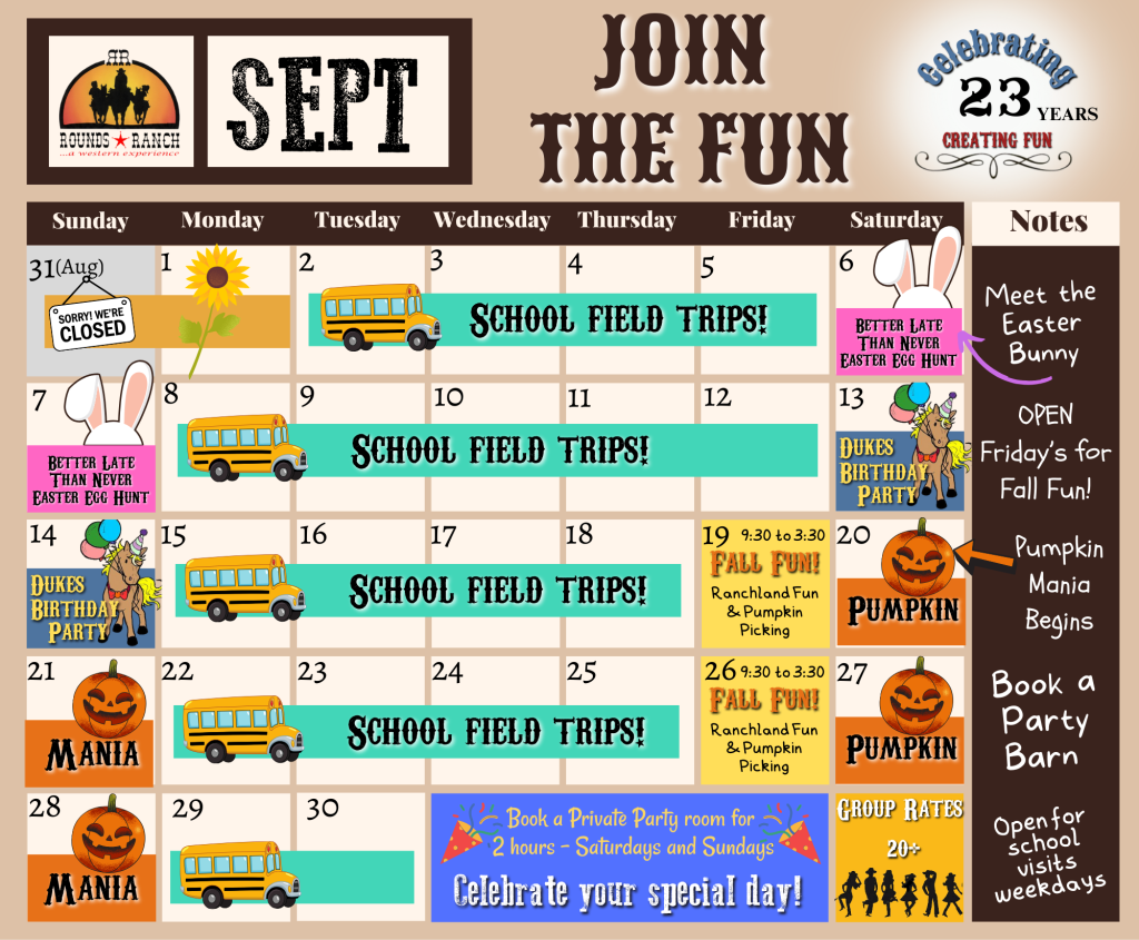 Rounds Ranch Calendar September