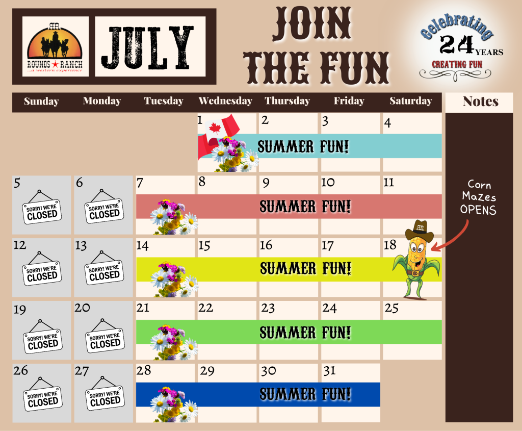 Rounds Ranch Calendar July