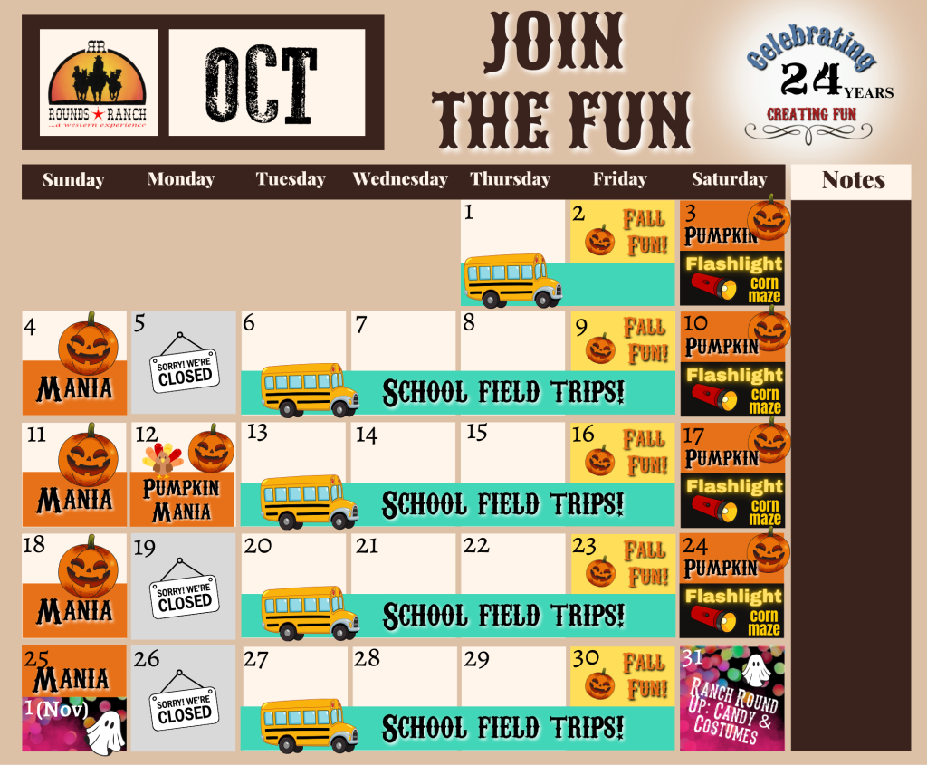Rounds Ranch Calendar October