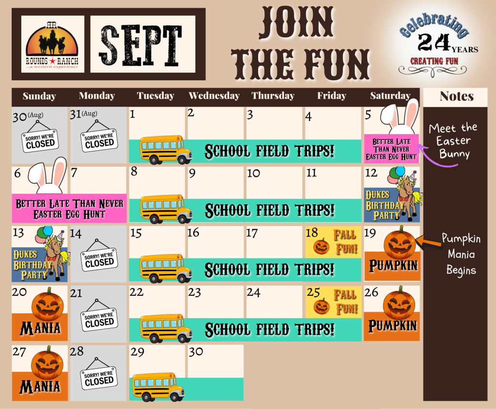 Rounds Ranch Calendar September