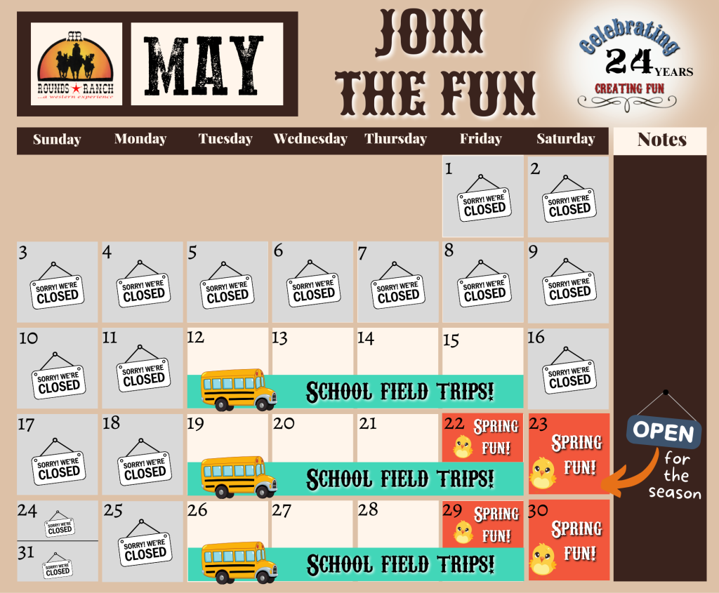 Rounds Ranch Calendar May